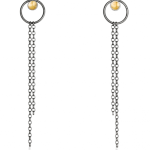 Earrings, oxidised silver and 22ct gold