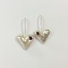 Silver, garnet heart earrings