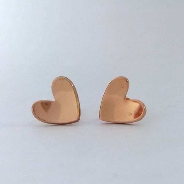 Rose gold heart stud earrings