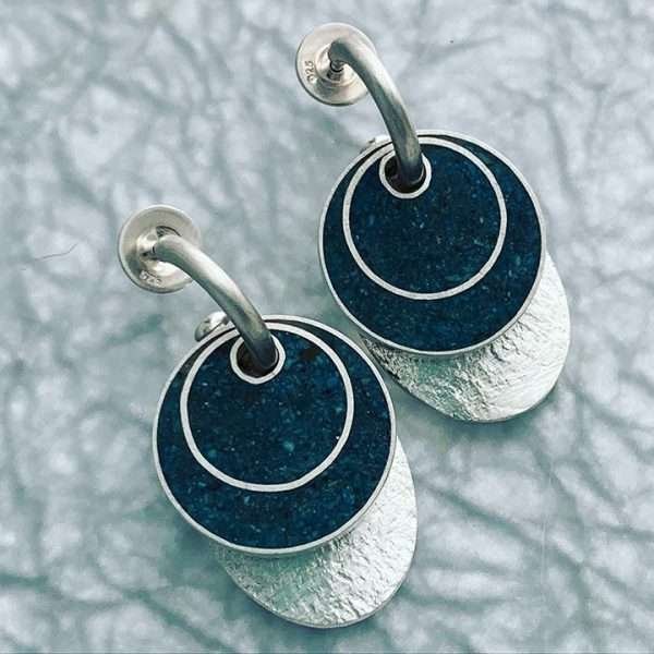 Silver stud earrings with turquoise