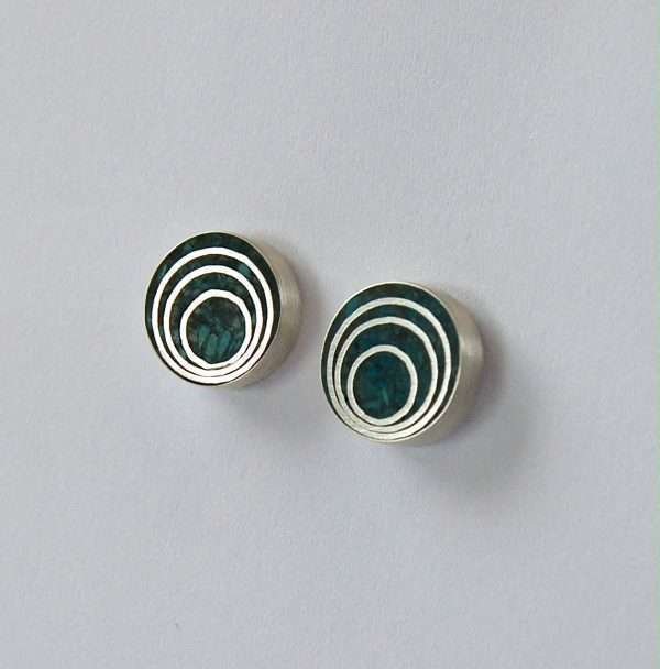 Silver stud earrings with turquoise