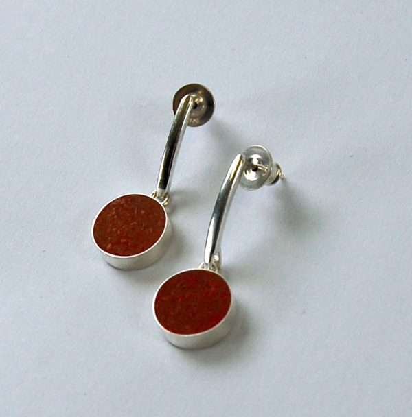 Silver stud earrings with coral