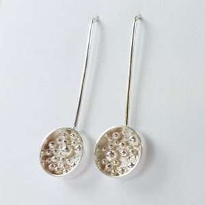 Silver earrings round with granulation detail