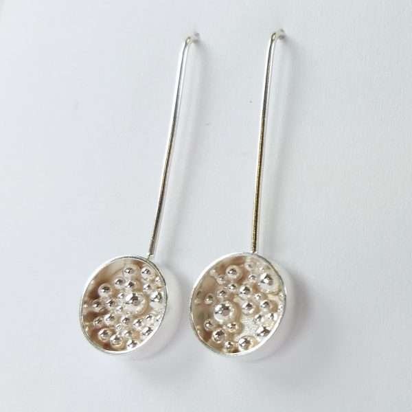 Silver earrings round with granulation detail
