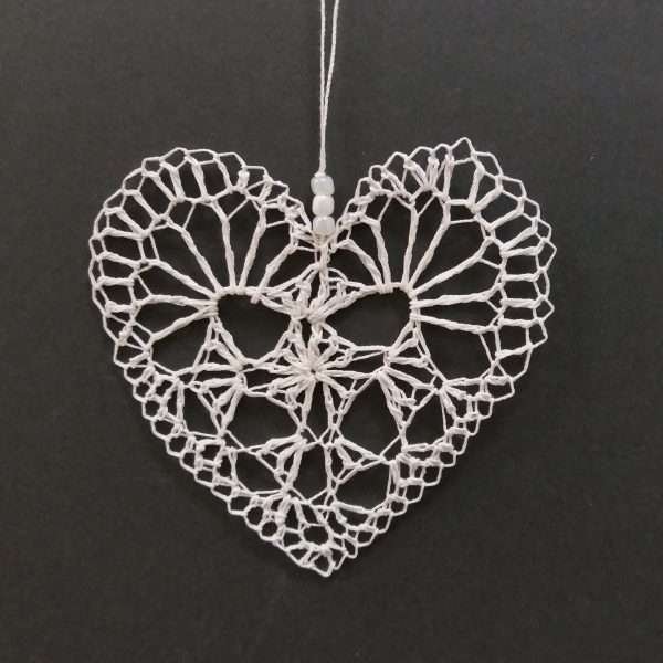 White crocheted heart