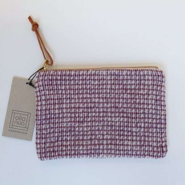 Handwoven purple pouch with zip closure
