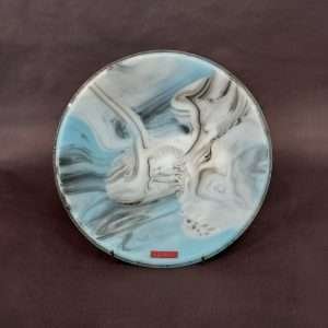 Round blue glass plate