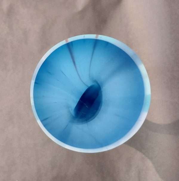 Top view of blue glass vase
