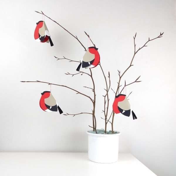 Paper Bullfinch Bird Decoration