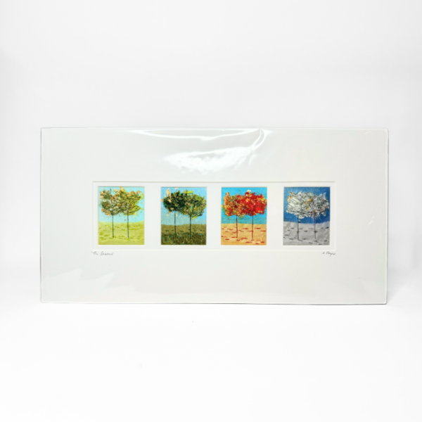The Seasons picture framed in the mount board
