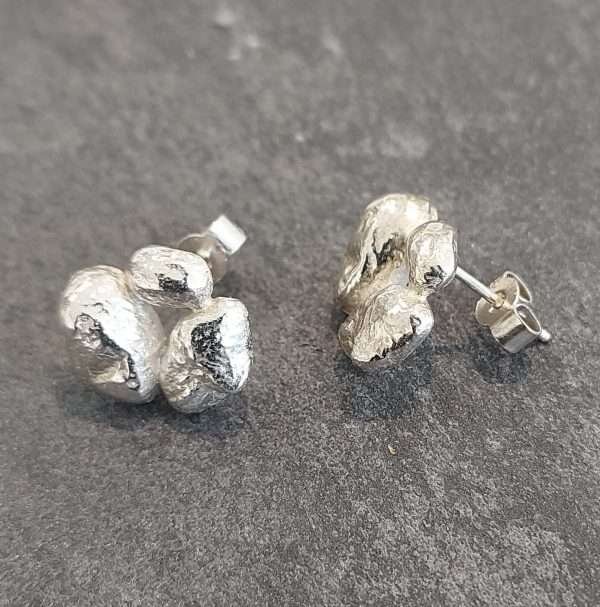 textured silver stud earrings