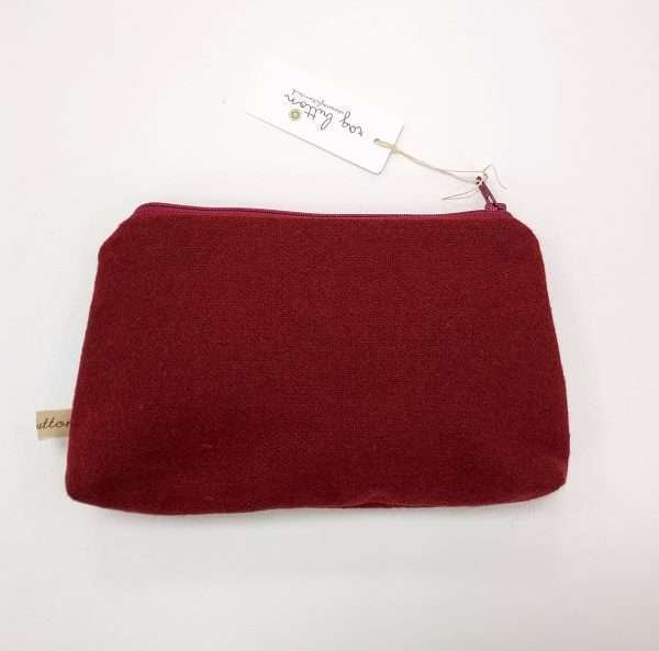 Red / pink embroidered textile pouch with zip