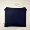 Back of navy textile pouch
