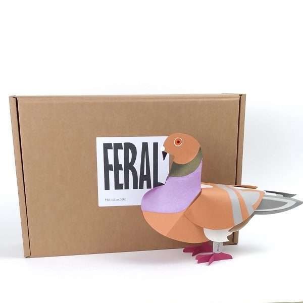 Paper pigeon red and grey with box
