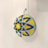 Small Temari Bauble Blue and White over Yellow - Image 5