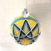 Small Temari Bauble Blue and White over Yellow - Image 2