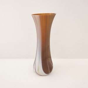 Brown and white glass vase