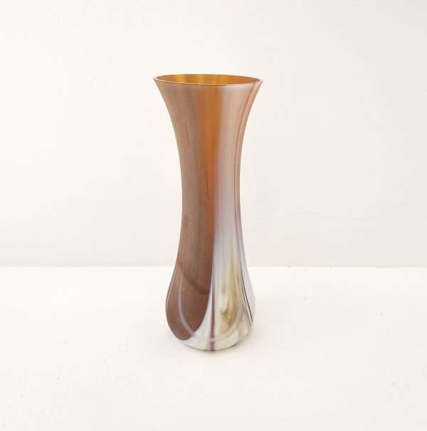 Brown and white glass vase