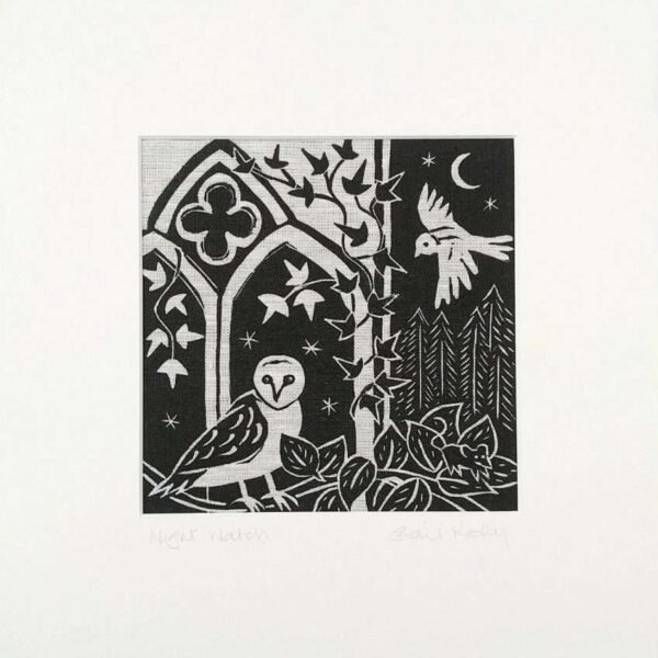 'Night Watch' linocut on Irish linen