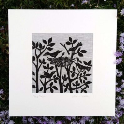 'Tree Tops' linocut on Irish linen