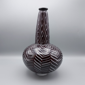 Black and white herringbone glass vase