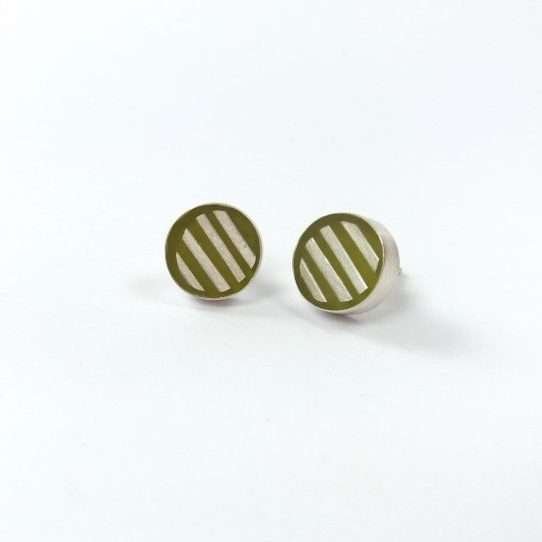 Silver Line Earrings with ochre Japanese Paper by Carla Pennie McBride