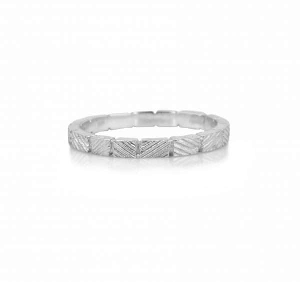 Engraved silver ring band