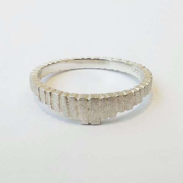 Tapered textured silver ring