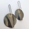 Rippled Silver Drop Earrings Oxidised Large - Image 3