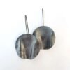 Rippled Silver Drop Earrings Oxidised Large - Image 2