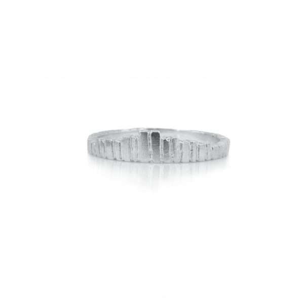 Tapered textured silver ring