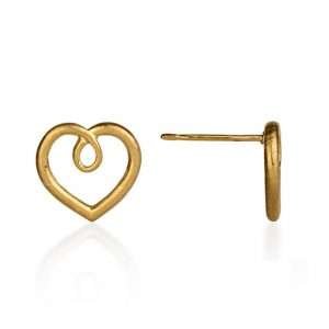 Gold plated heart stud earrings