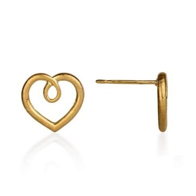 Gold plated heart stud earrings