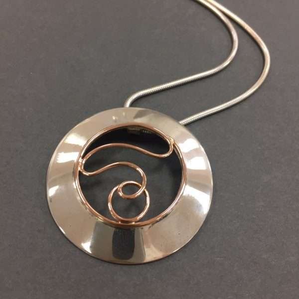 Silver and 9ct Rose Gold Pendant by Nora Watson
