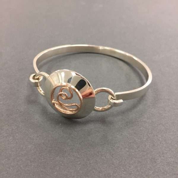 Silver and 9ct Rose Gold Bangle by Nora Watson