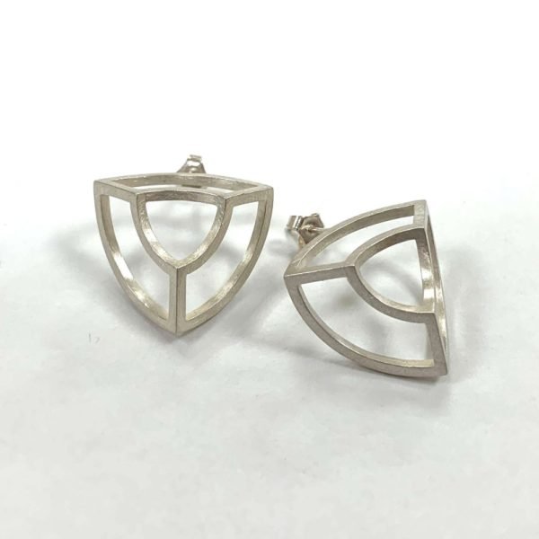 'Constructed' Open Form Silver Earrings