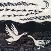 "Wild Geese” linocut on Irish linen - Image 2