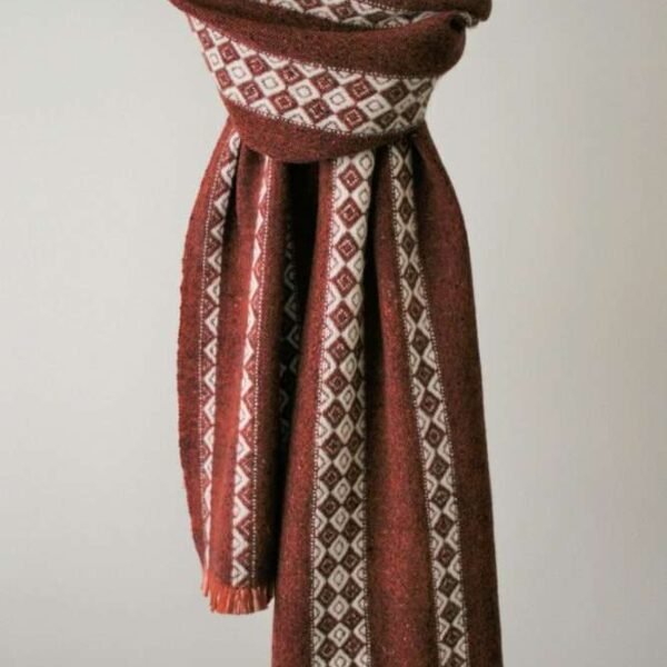 Lunula Wrap Scarf with GIFT BOX - Winter Birch (russet and dark red)