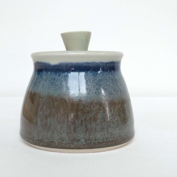 tiny blue grey ceramic jar