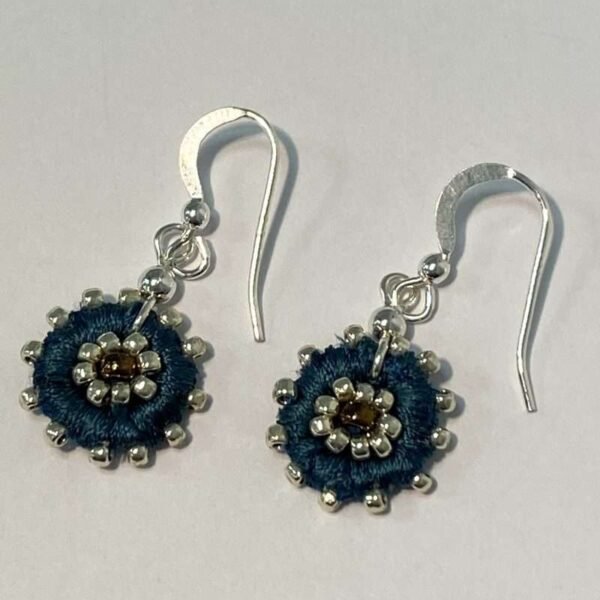 Earrings Embroidered teal