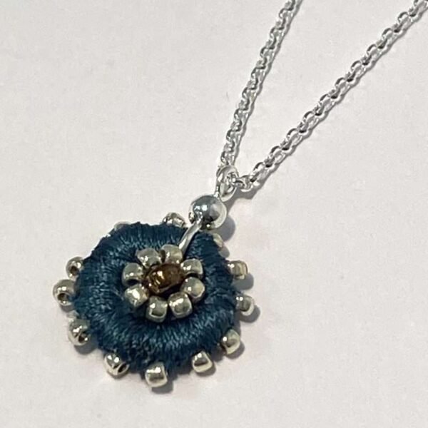 Necklace Embroidered teal