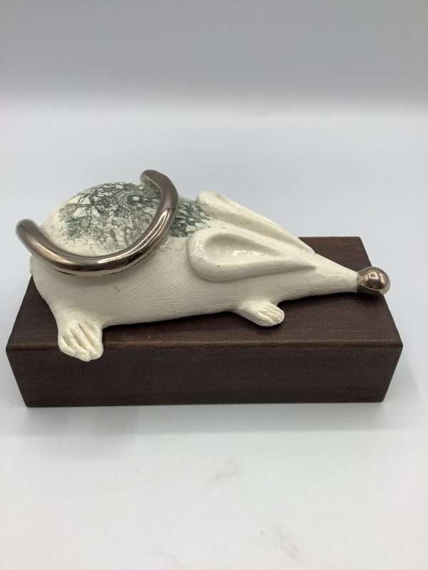 Flat Porcelain Mouse with silver detail