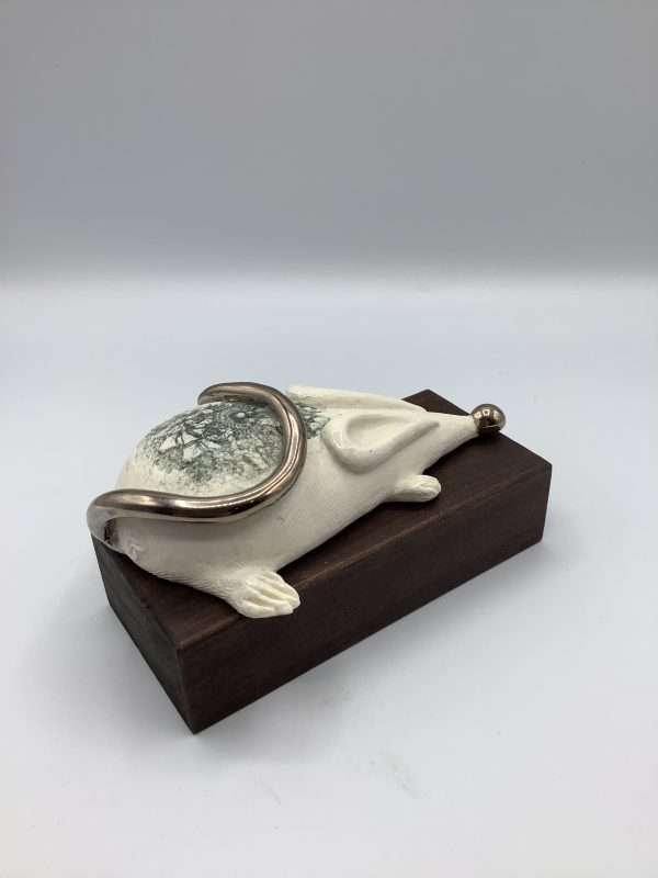 Flat Porcelain Mouse with silver detail