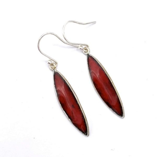 Marquise Enamelled Drop Earrings Red