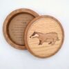 Solid Oak Memento Box with Marquetry Badger Illustration - Image 2