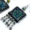 Blue and Green Embroidered Drop Earrings - Image 2