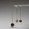 Black/ Gold Leaf Droplet Dangle Earrings - Image 2