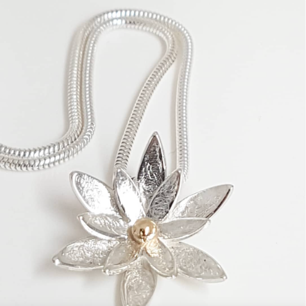 Waterlily Silver Gold Pendant