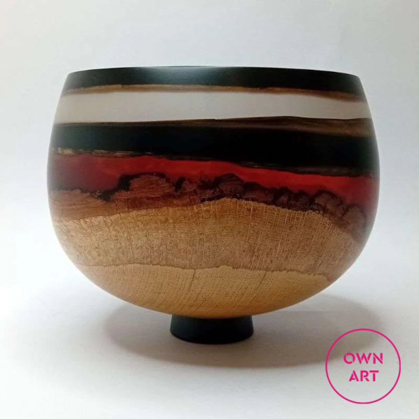 Oak Amber, Black and Gold Resin Vessel