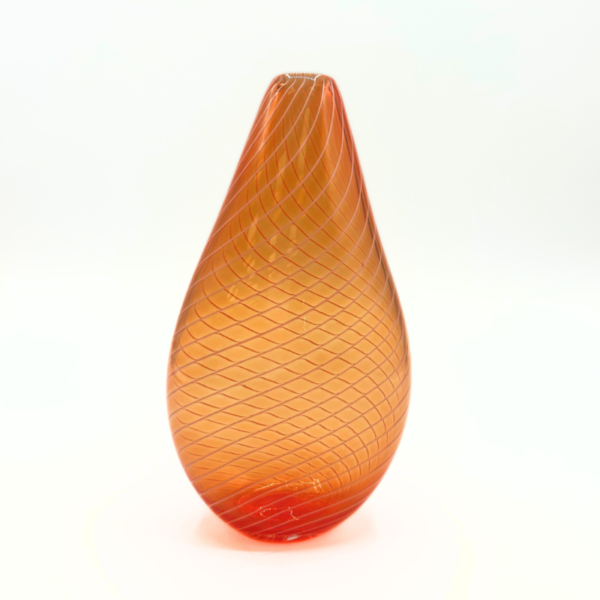 Glass Teardrop Vase - Orange Filigrana